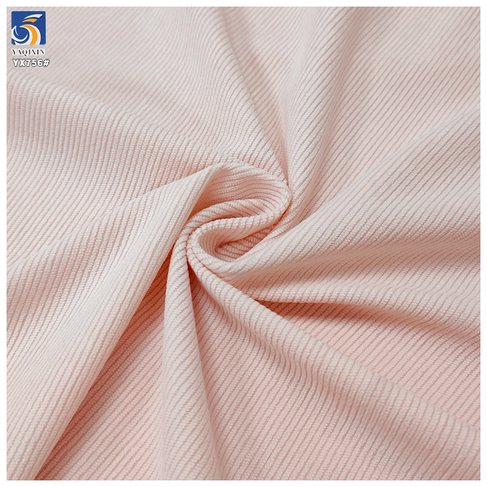 YX756 Cheap High Quality Corduroy Fabric Plain Woven 100% Polyester 11W Corduroy Fabric for Ladies Shirts Garments - 图片 5