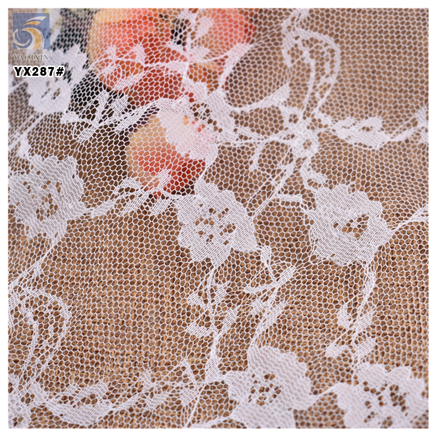 YX287 2025 Fashion Women's White Lace Stockings Underwear Spandex Nylon Floral White Stretch Lace Jacquard Fabric - 图片 3