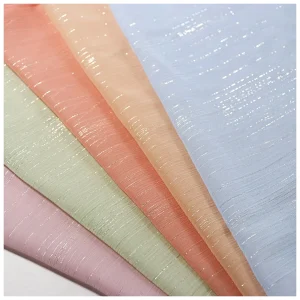 YX1260 110gsm New Summer Solid Woven Medium Thickness 100% Polyester Wrinkled Lurex Chiffon Fabric for Garments