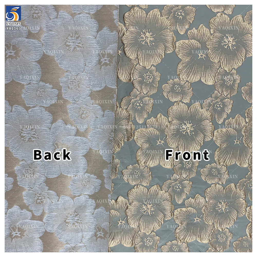 YX1165 High Quality Golden Chinese Brocade Fabrics Flowers Pattern Design Yarn-Dyed Jacquard Brocade Fabric for Garments - 图片 6