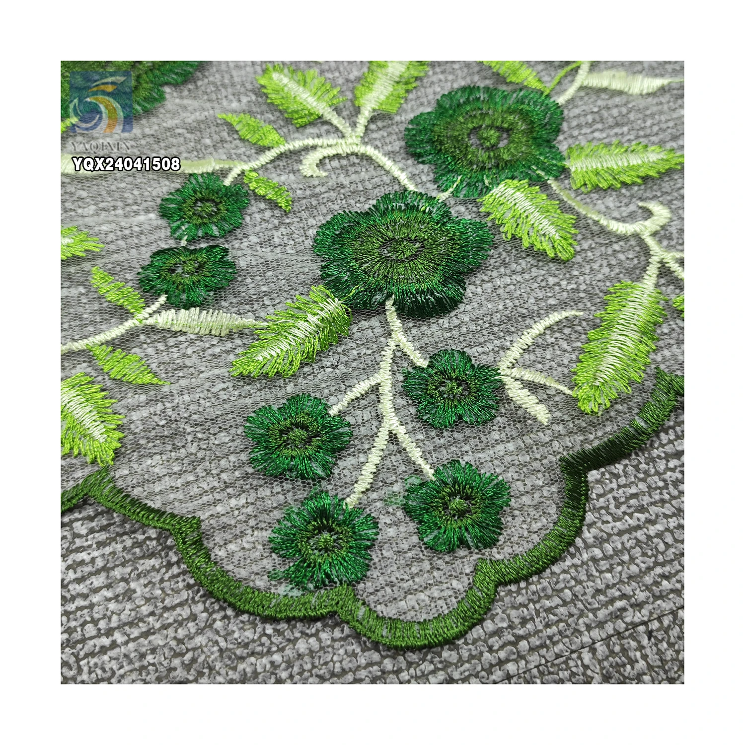 Newest 100 Polyester Embroidered Tulle Fabric Dark Green Floral Plant Lace Fabric Heavy Embroidery Flowers for 2025 - 图片 6