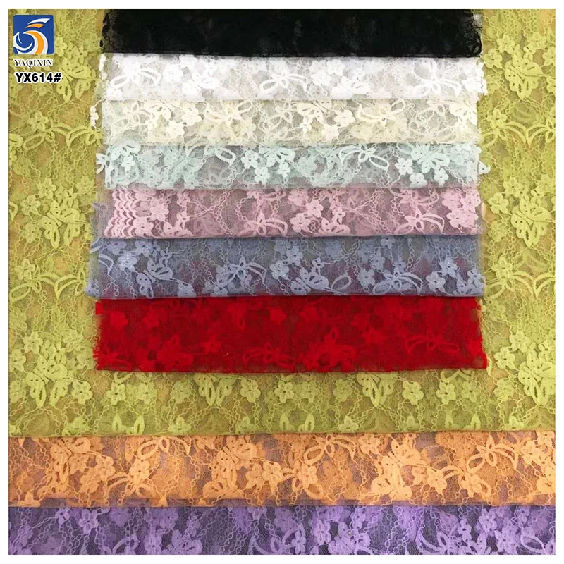 YX614 Cheap Stretch Underwear Lingerie Lace Fabric 80gsm 3D Small Butterfly Stretch Jacquard Mesh Lace Fabric - 图片 3