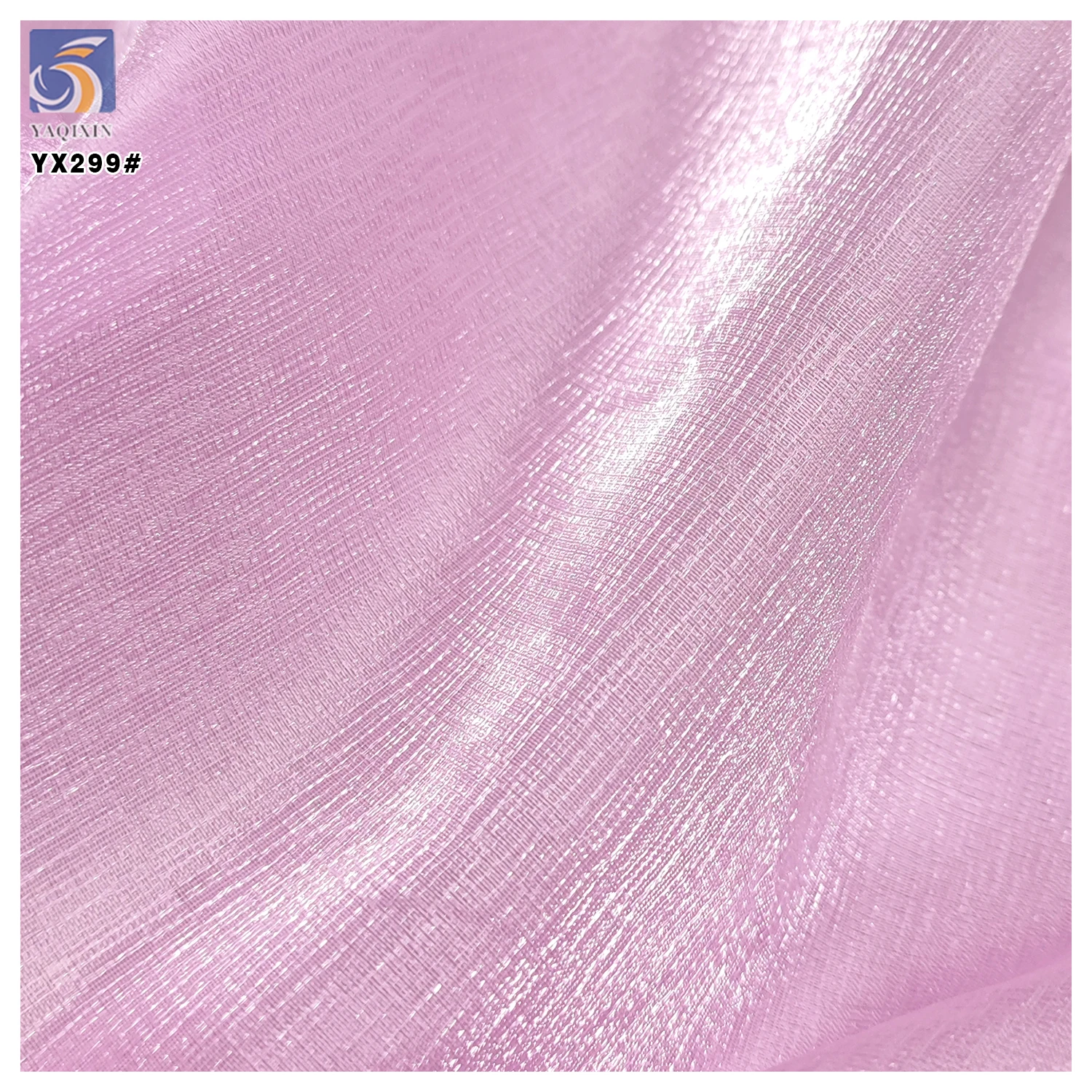 YX299 High Quality Polyester Textured Organza Lustrous Thick Wrinkled Crinkled Organza Fabric for Horse Face Skirt - 图片 4