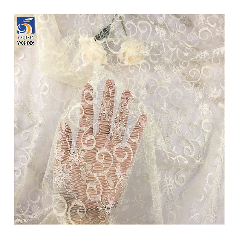 YX866 New Design Solid Dyed Knitted Chantilly Lace Fabrics Textiles Chantilly Lace Veil Garments Minimum Order Quantity 5 Yards - 图片 5