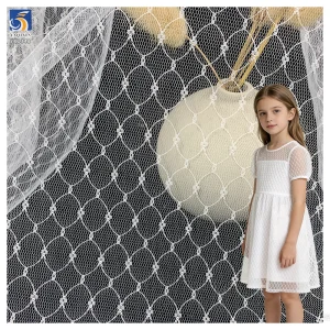 YX1342 China Competitive Competitive Price 100 Polyester Knitted White/Black Jacquard Mesh Fabric for Girls' Skirts 1 Yard