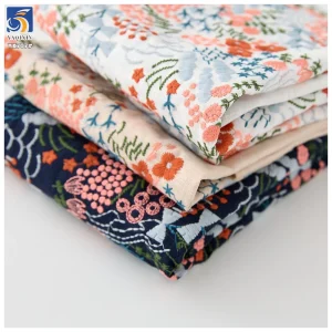 YX707 French Fashion Colorful Florals Embroidery Cotton Fabric 250gsm Ramie Cotton Embroidery Fabric for Home Textile