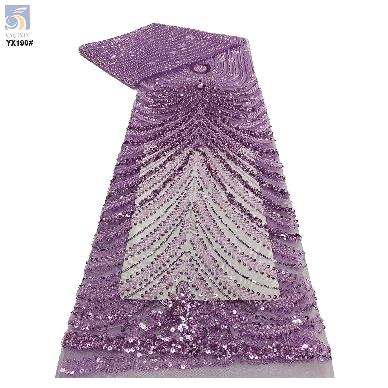 YX190 African Sequin Green Embroidery Tulle Lace Materials Lace Sequins Lace Fabric for Senegal Weddings - 图片 6