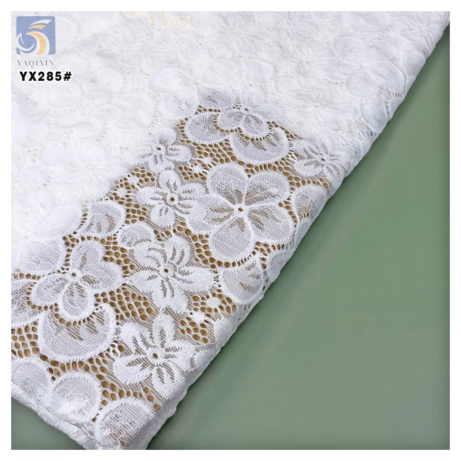 YX285 High Quality Woven 90%Nylon 10%Spandex Stretch Jacquard White Floral Lace Fabric for Blouses - 图片 4