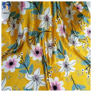YX603 China Cheap Imitation Silk Digital Printed Satin Fabric Large Flowers Print Fabric for Paris Catwalk Wear