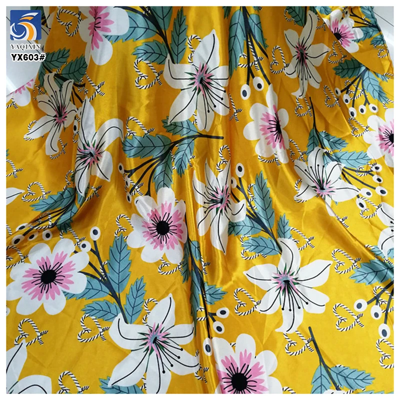 YX603 China Cheap Imitation Silk Digital Printed Satin Fabric Large Flowers Print Fabric for Paris Catwalk Wear