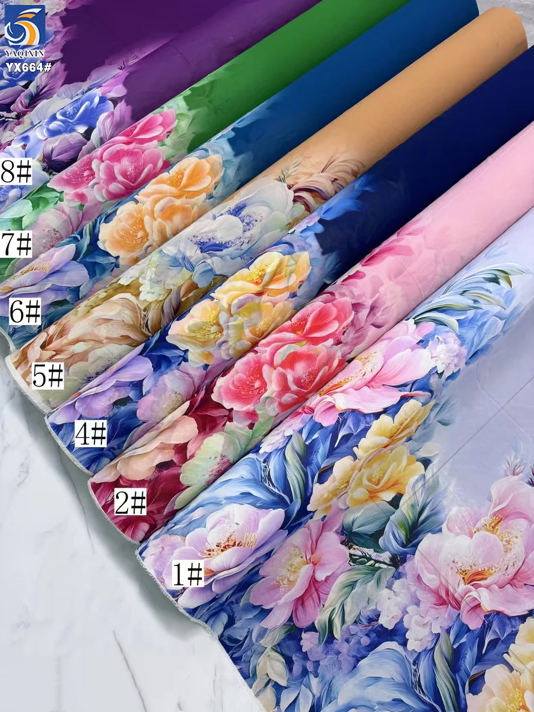 YX664 High-Quality Chiffon Digital Print Fabrics With Vivid Colors Poly Trendy Floral Pearl Chiffon Printed Fabrics - 图片 5
