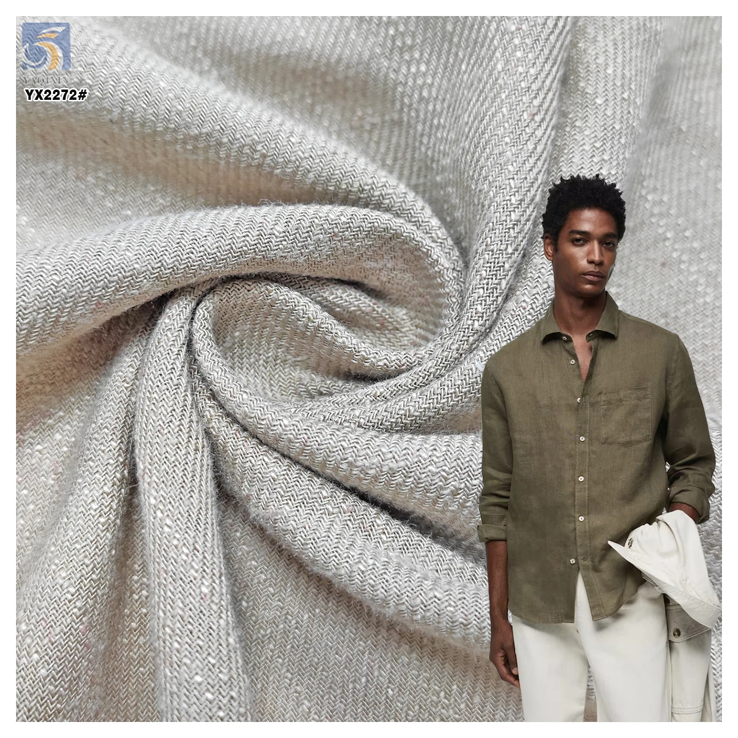 YX2272 High Quality 180gsm Twill Slub Cotton Fabric Woven Pure Color 55% Linen 45% Cotton Blend Fabric for Shirt/Pants