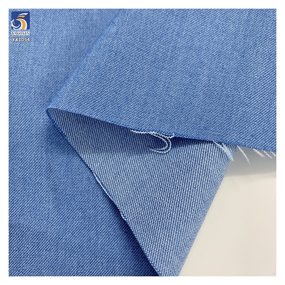 YX1054 200gsm 79 Rayon 18 Cotton 3 Spandex Blend Material Blue Denim Fabric Jeans Double Yarn Twill Denim Summer Pants Fabric - 图片 4