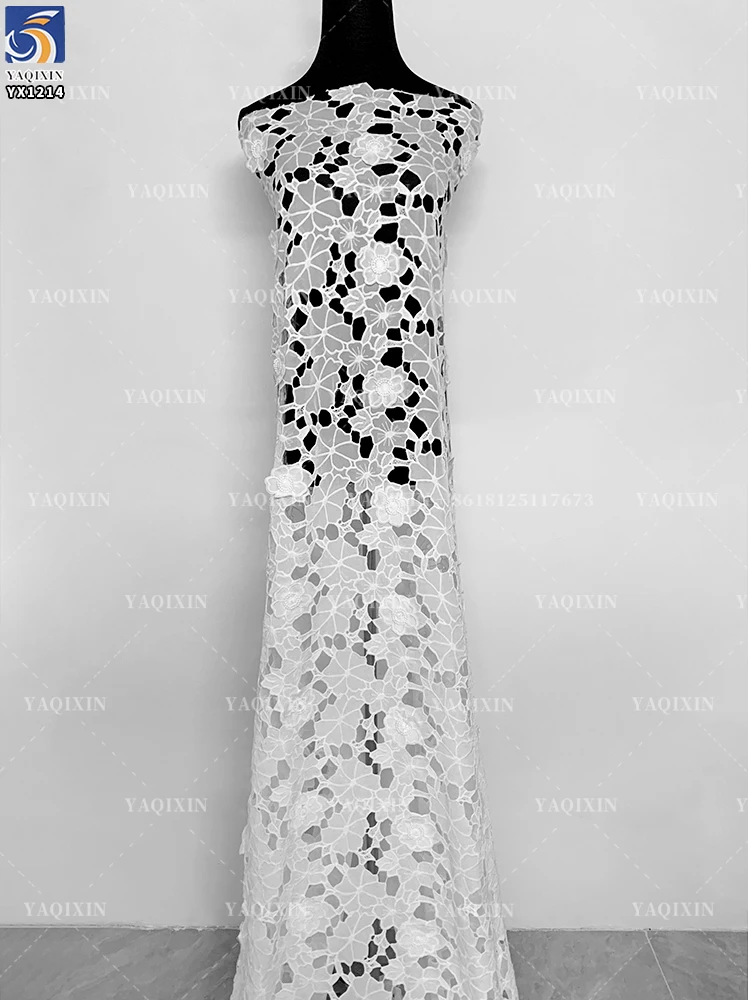 YX1214 2 Yards 200gsm Polyester Milk Silk 3D Handmade Leaf Pattern Water-Soluble Embroidery Lace Fabrics 2026 New Fashion - 图片 5