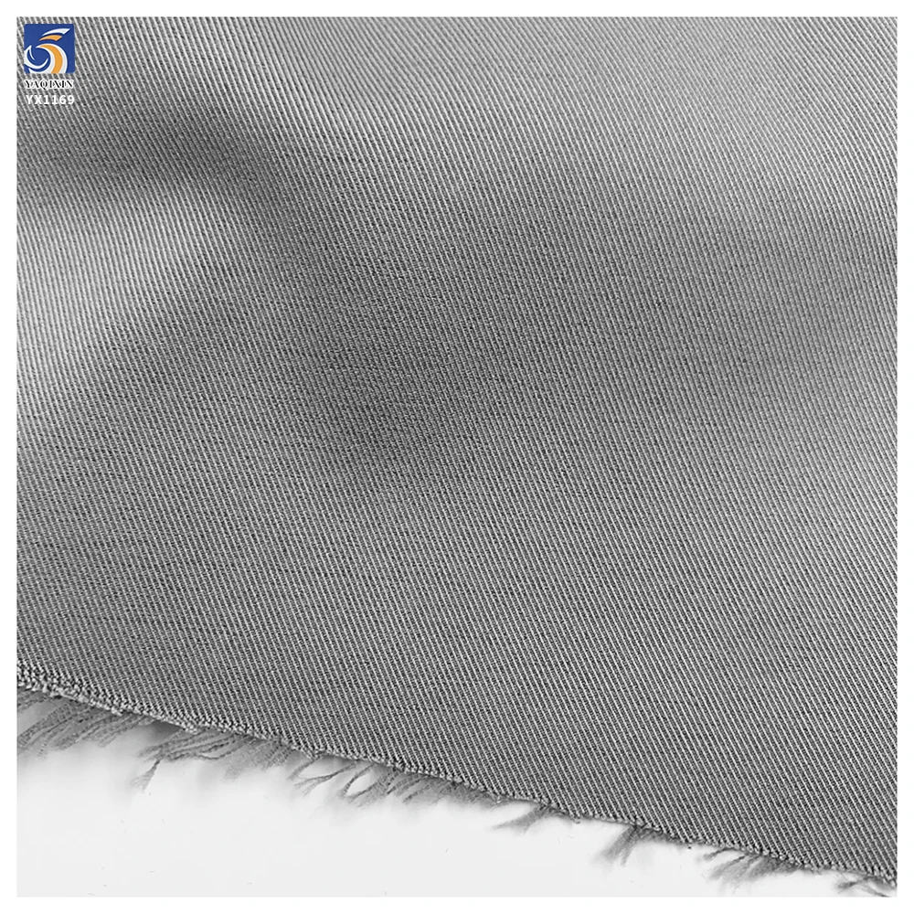 YX1169 Medium Weight 240gsm Gray and Khaki 3/3 Thick Twill Fabric Polyester Chiffon Twill Fabric for Trench Coat Woman - 图片 5