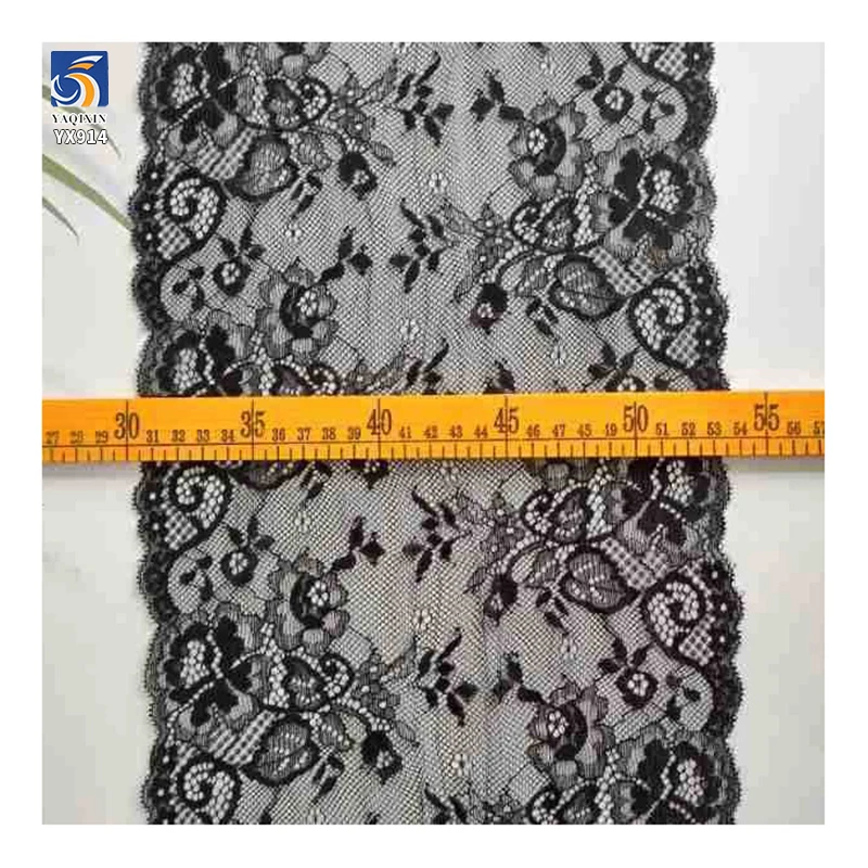 YX914 White Rose Flowers Knit Lace Trim 25cm Nylon Underwear Eyelash Lace Trim High Quality Wholesale - 图片 3