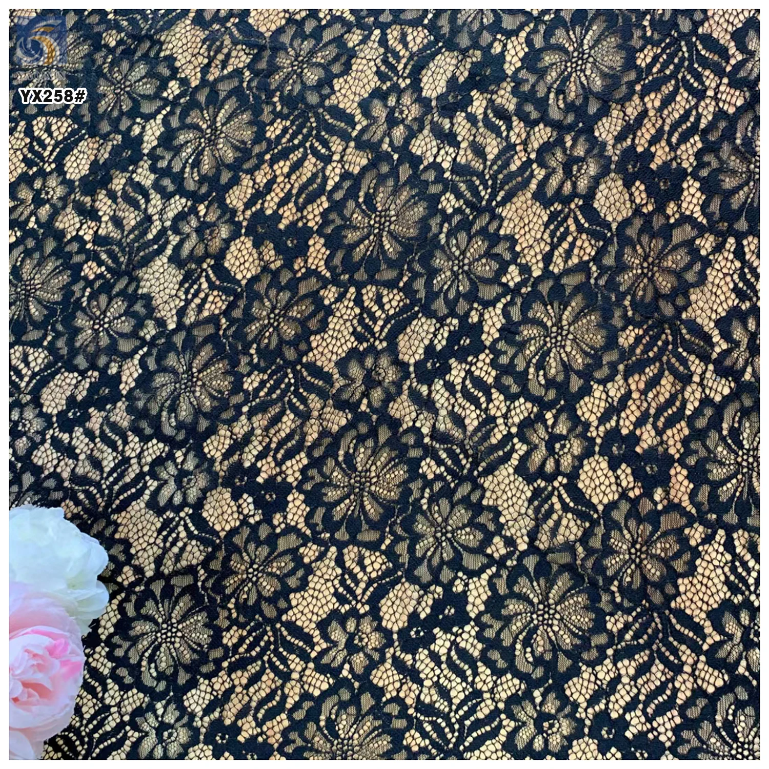 YX258 Latest Soft Polyester Material Dark Purple Lace Fabric 5 Yard Flowers Embroidery Chantilly Lace Fabric - 图片 5