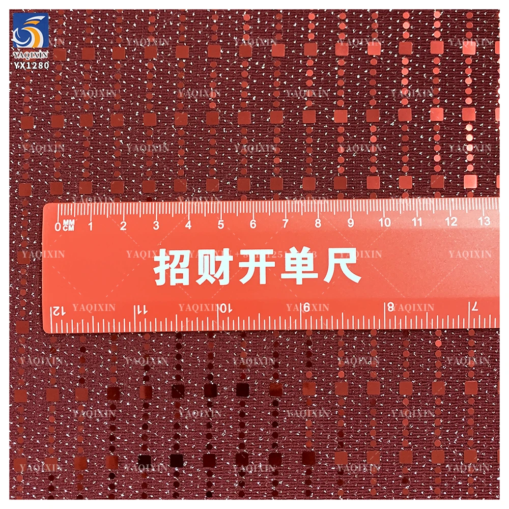 YX1280 130gsm Competitive Prices Straight Laser Lurex Spandex Stretch Dot Sequin Fabric for Fashion Performance Costumes - 图片 3