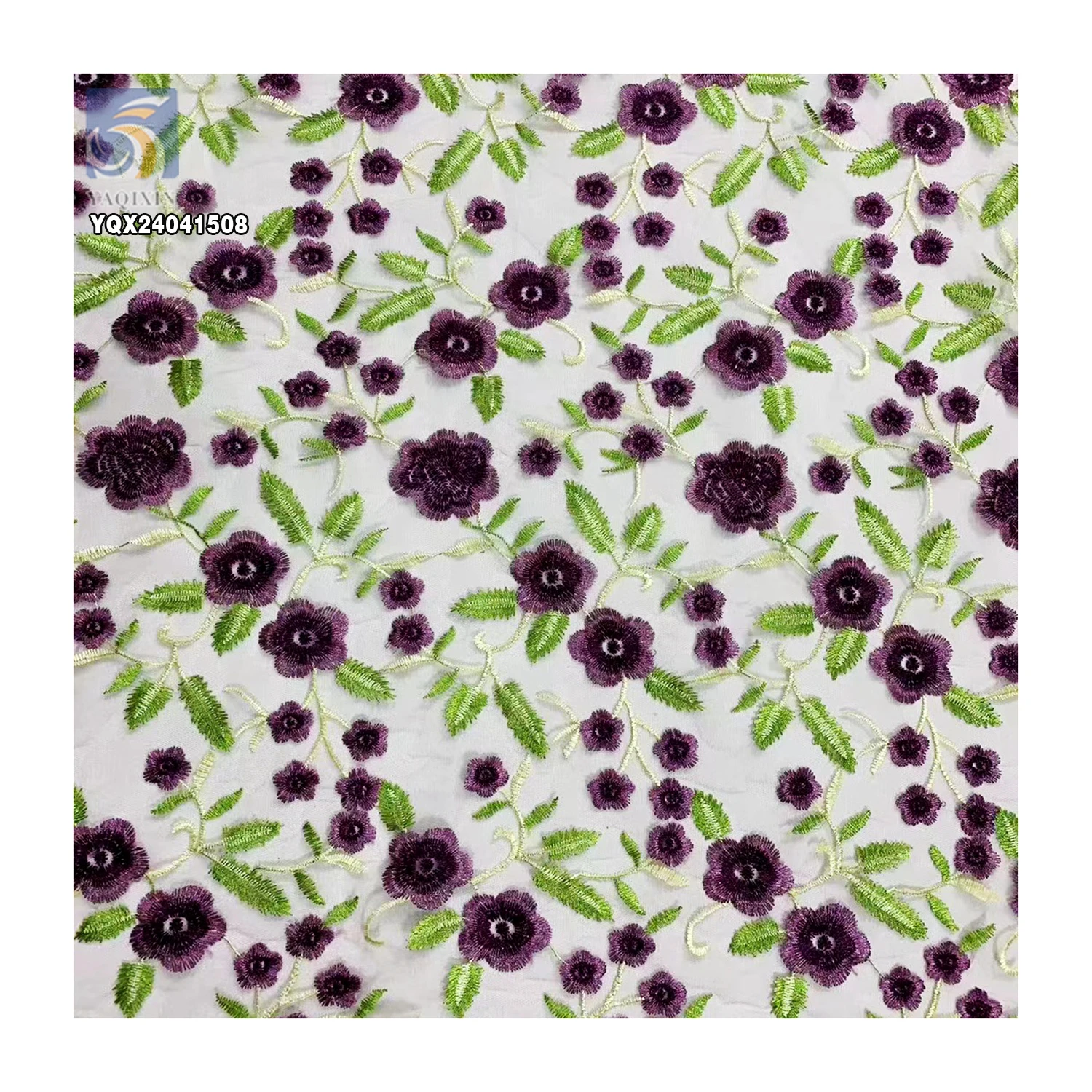 Newest 100 Polyester Embroidered Tulle Fabric Dark Green Floral Plant Lace Fabric Heavy Embroidery Flowers for 2025 - 图片 3