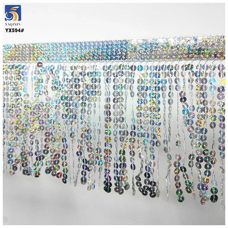 YX594 Hot Selling New Design Stage Garment Accessories Embroidery Sequins Trimmings Tassel Sequins Lace Trim - 图片 5