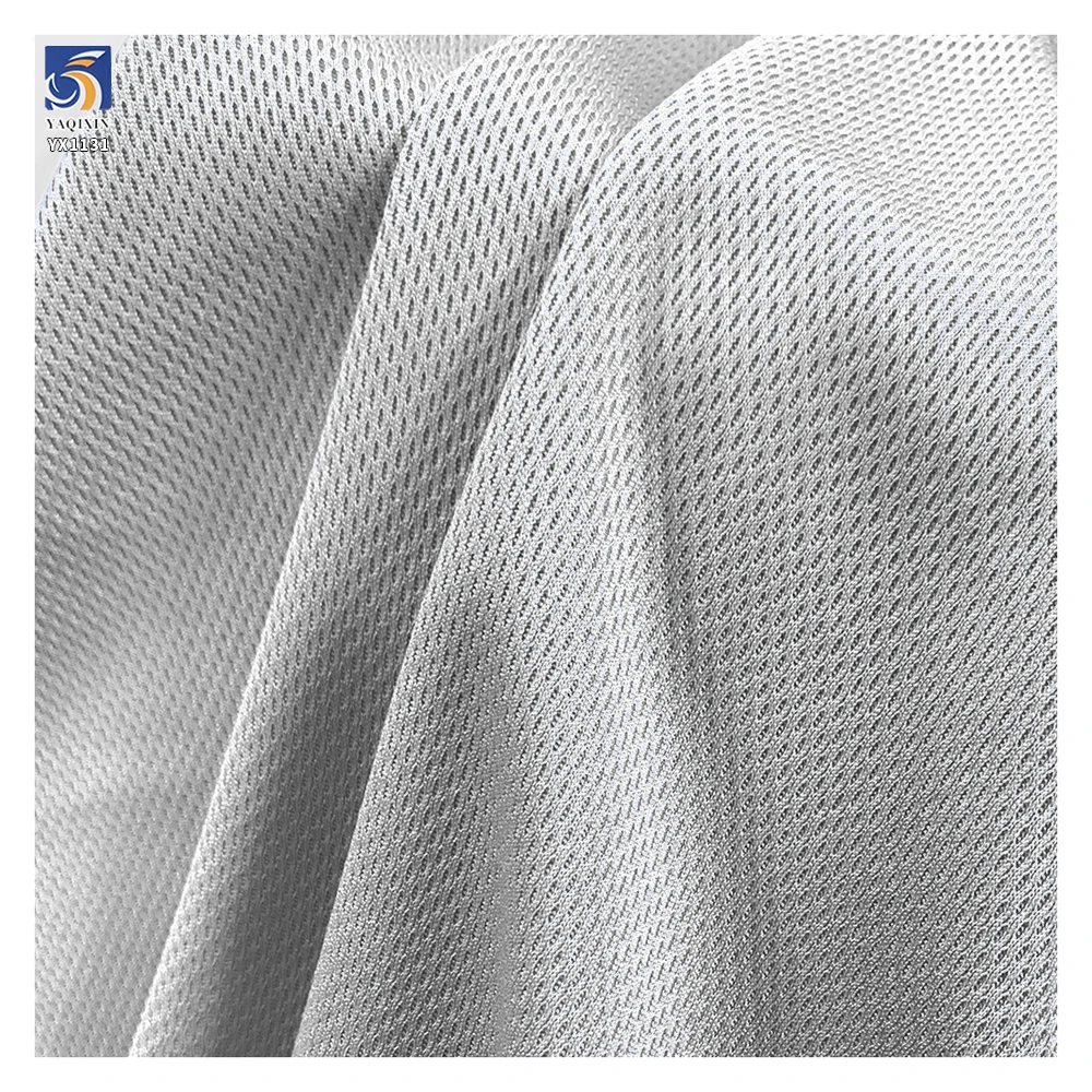 YX1131 180gsm Solid Color Knitted Eye Bird Fabric Stretch Spandex Dry Polyester Poly Bird Eye Mesh Knitted Fabric for Sportswear - 图片 3