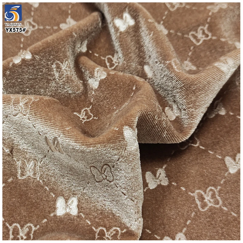 YX575 China Factory Custom Embossed Velvet Sofa Upholstery Fabric Butterfly Jacquard 3D Embossed Velvet Fabric - 图片 6