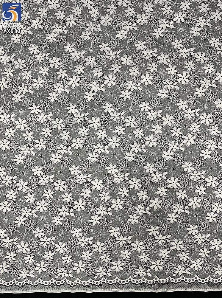 YX983 White Lace Fabrics for Home Textiles, Tablecloths, Curtains, Women's Wedding Dresses Lingerie Chantilly Lace Fabrics - 图片 6