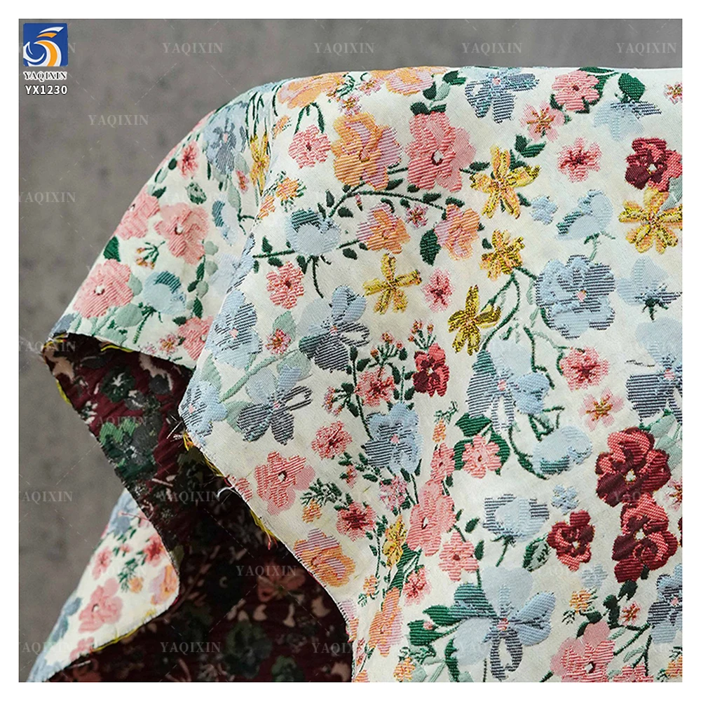 YX1230 Elegant Polyester Yarn-Dyed Jacquard Brocade Fabric for Clothing Dress Design Jacquard French Florals Fabric 2026 - 图片 3