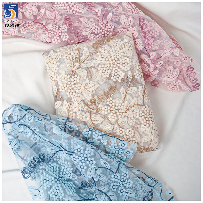 YX637 New Fashion Computer Embroidery Polyester Mesh Fabric Women's Skirt Embroidery Fabric Tulle - 图片 4