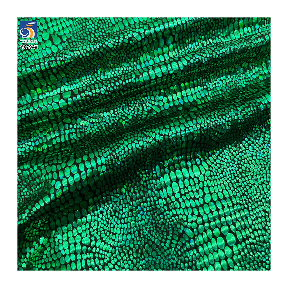 YX794 New Fashion Party Skirt Woman Spandex Lurex Snake-Print Fabric Bronzing Stretch Foil Printing Shiny Knitted Fabric - 图片 5
