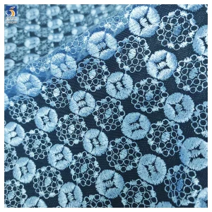 YX1024 Customer's Luxury Brand Logo Embroidered Tulle Fabrics 300 Yards of 3-Day Pattern Custom Embroidered Mesh Fabric
