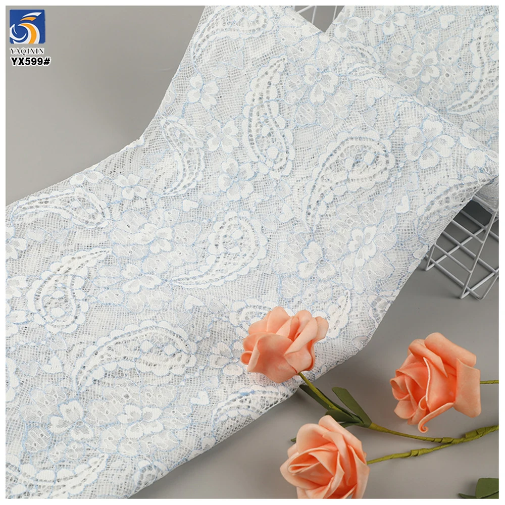 YX599 Hot Selling Popular White Mesh Chantilly Lace Fabric French Polyester Florals Bridal Soft Chantilly Lace Fabric - 图片 6