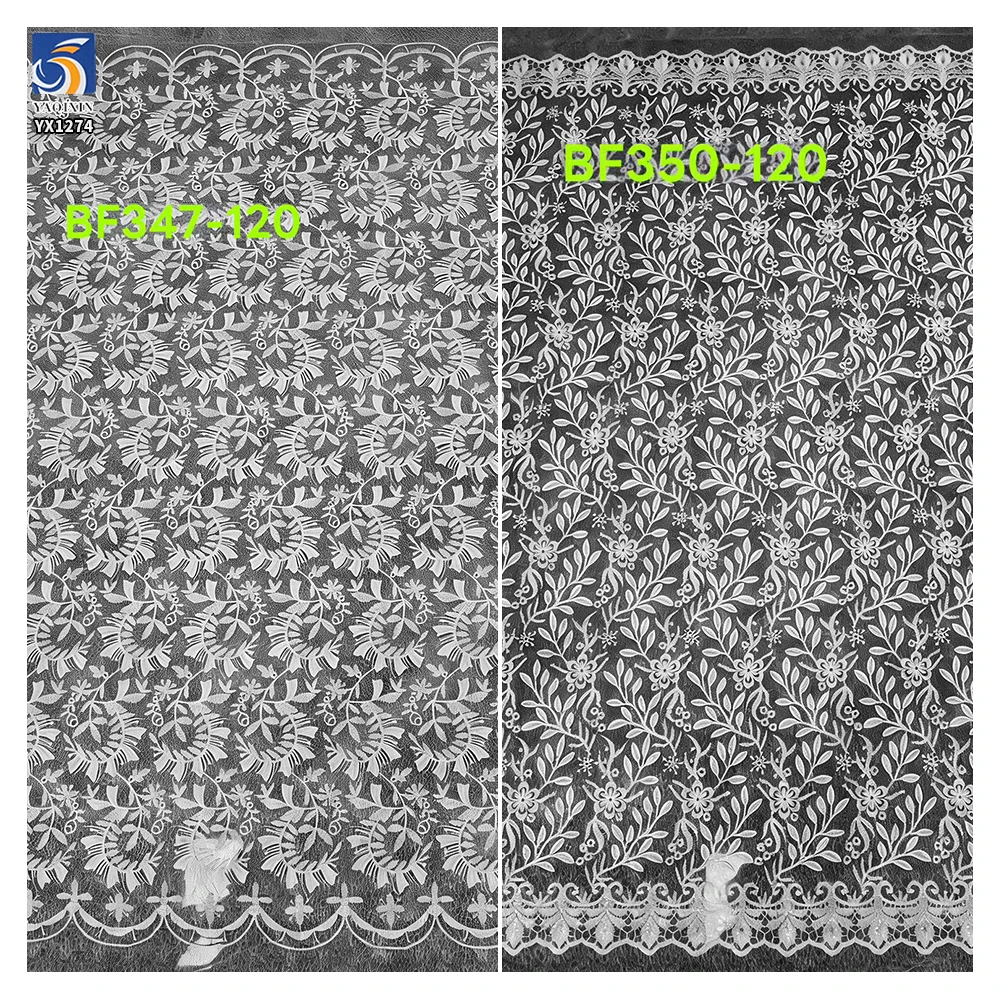YX1274 Spot 200gsm White Water-Soluble Embroidery Mesh Lace Fabric for Italian Bride 3mm Transparent Sequins Dyed Lace Fabric - 图片 3