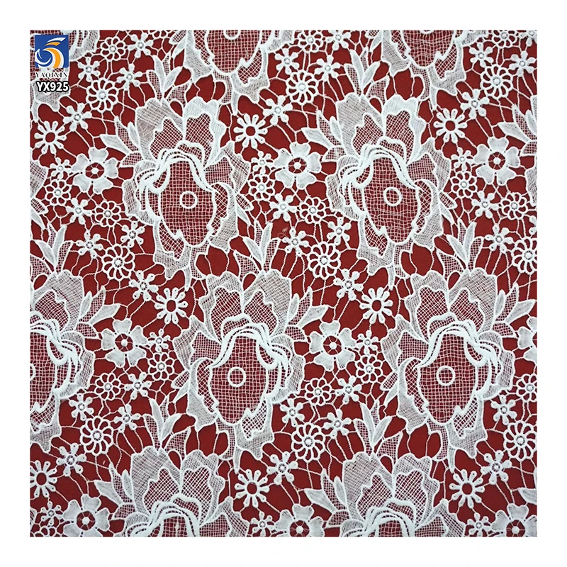 YX925 130gsm Polyester Embroidery Milk Silk Water-Soluble Embroidery Lace Fabric Woven Hollow Accessories Lace Fabric - 图片 2