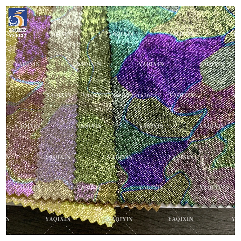 YX1139 New Tie-Dye Style Xiangyunsha Organza Fabric Polyester Gold Hot Stamping Cloud Print Organza Fabric for Fashion Dress - 图片 6