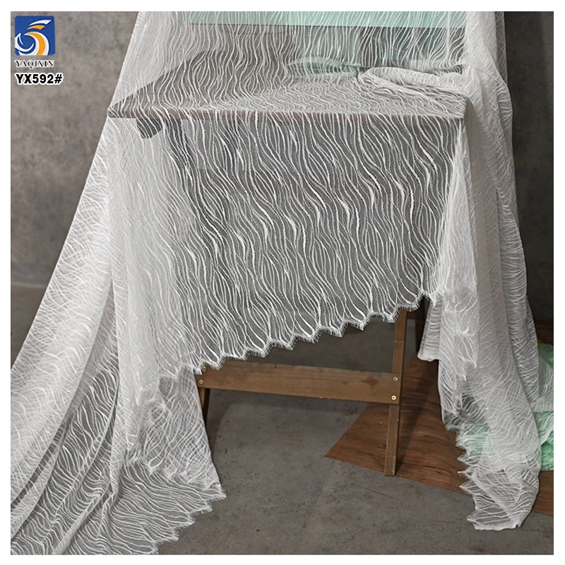 YX592 Latest Design Trends Eyelash Lace Fabric Multi-Color Custom Woman Wedding Dress Lace Veil Eyelash Lace Fabric - 图片 3