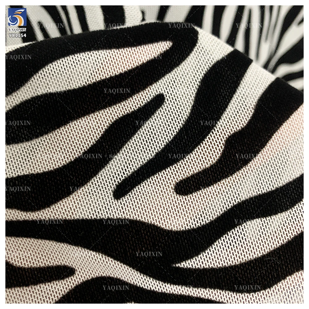 YX1154 Hot Selling Animal Zebra Print Flocked Mesh Fabric Spandex Four-Way Stretch Black Zebra Flocked Mesh Dress Fabric 2026 - 图片 6