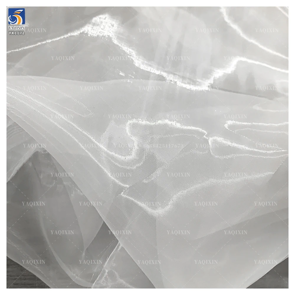 YX1172 High Quality 1 Yard Transparent Polyester Soft and Lustrous Silk Organza Fabric Cheap Solid Color Organza Fabrics - 图片 2