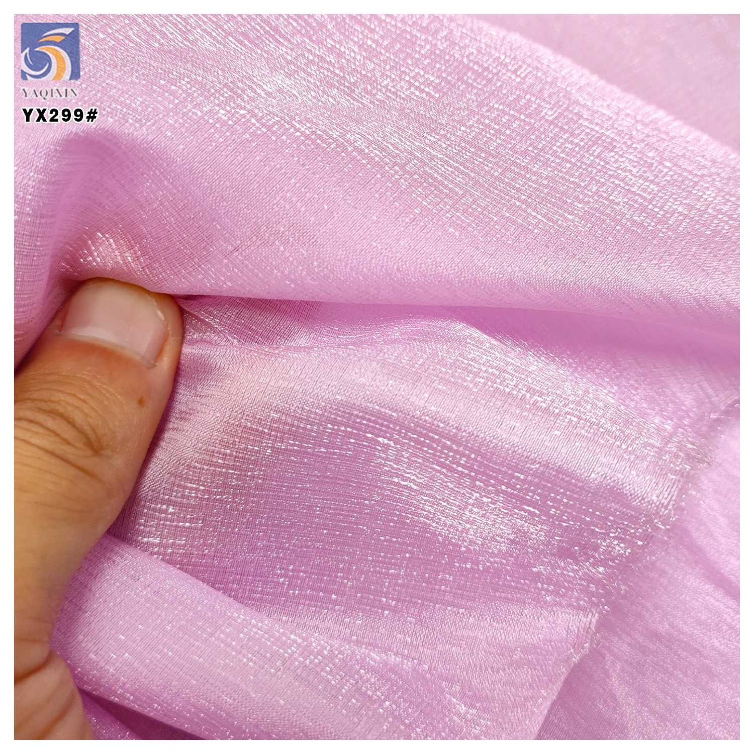 YX299 High Quality Polyester Textured Organza Lustrous Thick Wrinkled Crinkled Organza Fabric for Horse Face Skirt - 图片 3