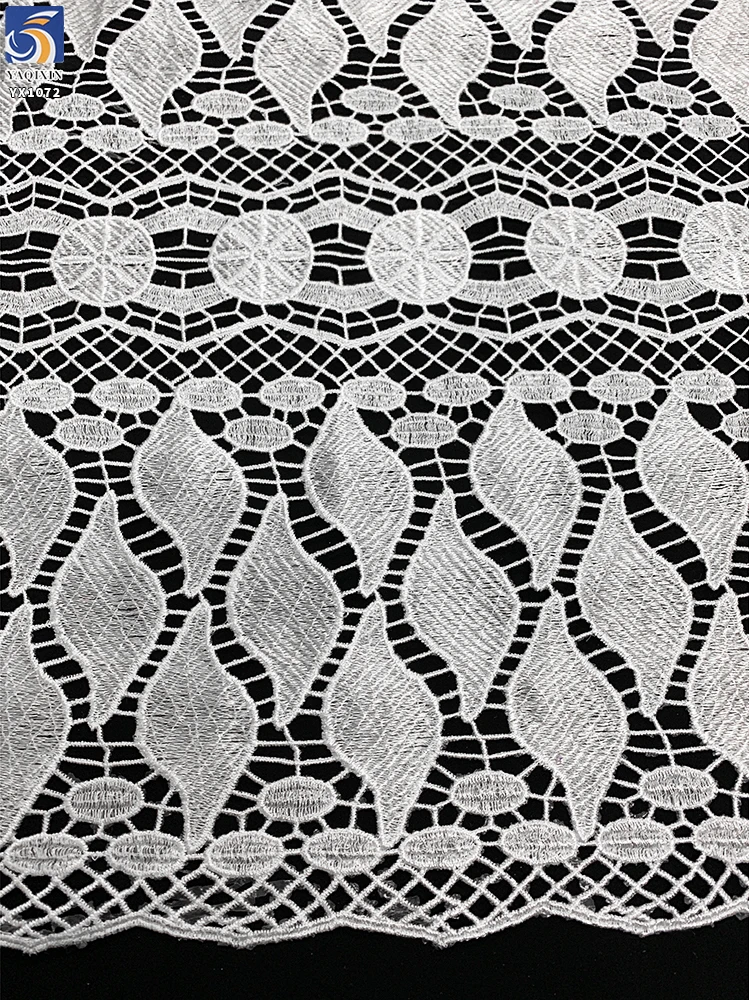 YX1072 New Dress Water-Soluble Lace White Embroidered Fabrics Materials Lace High Quality Africa Beautiful White Lace Fabric - 图片 5
