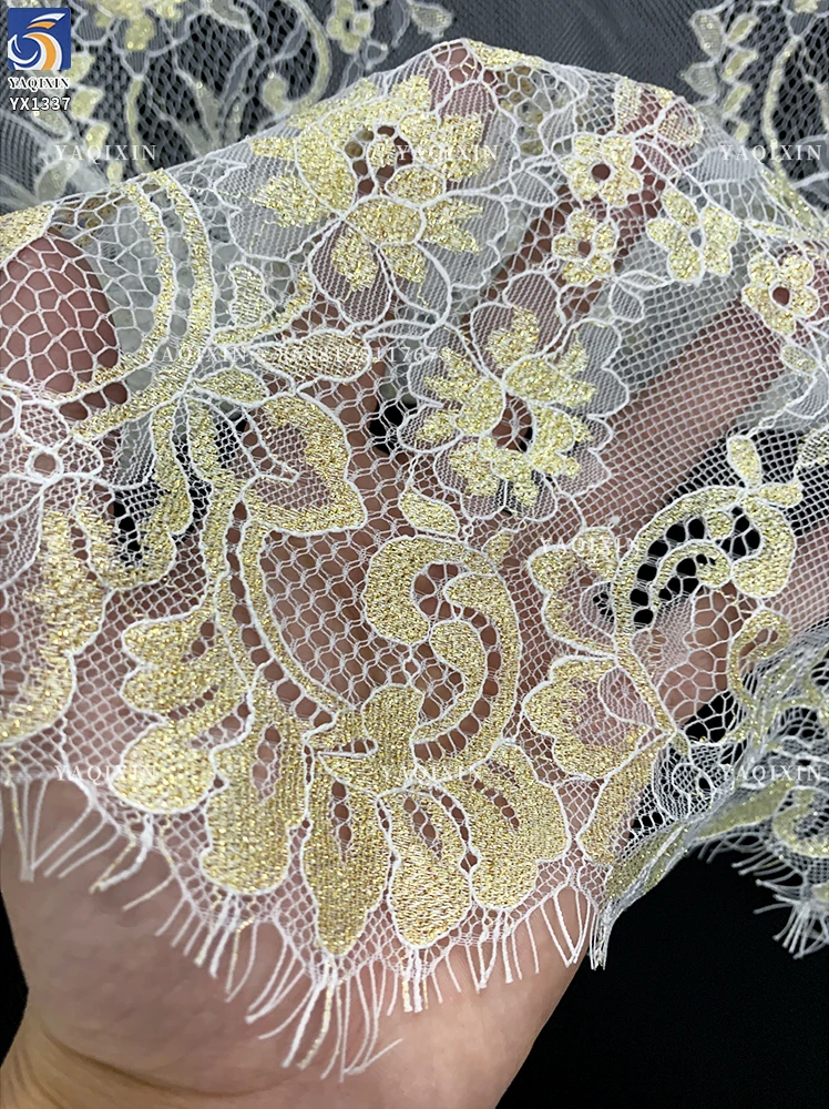 YX1337-1 China Supplier Wholesale 3m*1.5m Custom Dyed Eyelash Lace Fabric New Competitive Price Lace Fabric for Clothing - 图片 5
