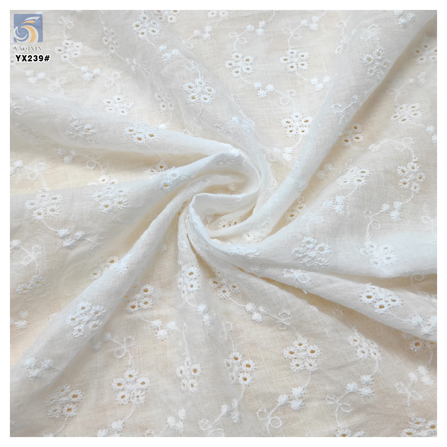 YX239 Good Quality Custom Woven Water Soluble Floral 100% Cotton Embroidery Lace Fabric - 图片 5