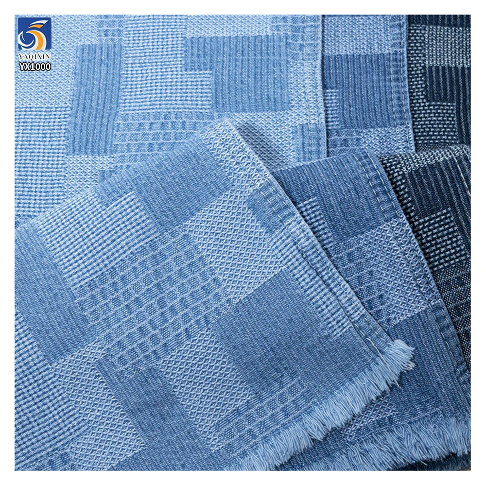 YX100 220g/m² 10oz Camouflage-Style Pattern Washed Denim Fabric Trendy Jacquard Denim Fabric for Blue Jacket and Pants - 图片 2