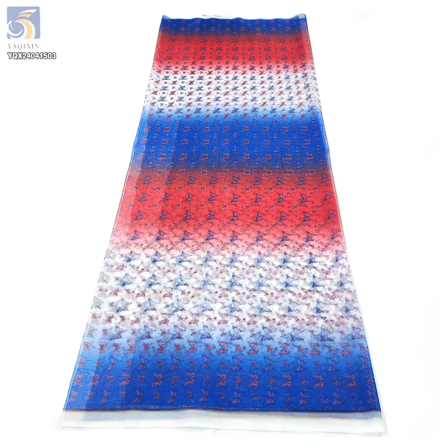 American Independence Day Custom Butterfly Pattern Soft Polyester Gradient Digital Print Tulle Fabric - 图片 3