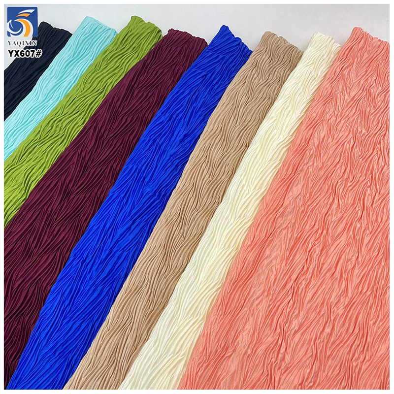 YX607 High Quality 110gsm 100 Nylon Chiffon Crepe Wrinkled Fabric for Women's Fashion Dresses Bags Jackets - 图片 3