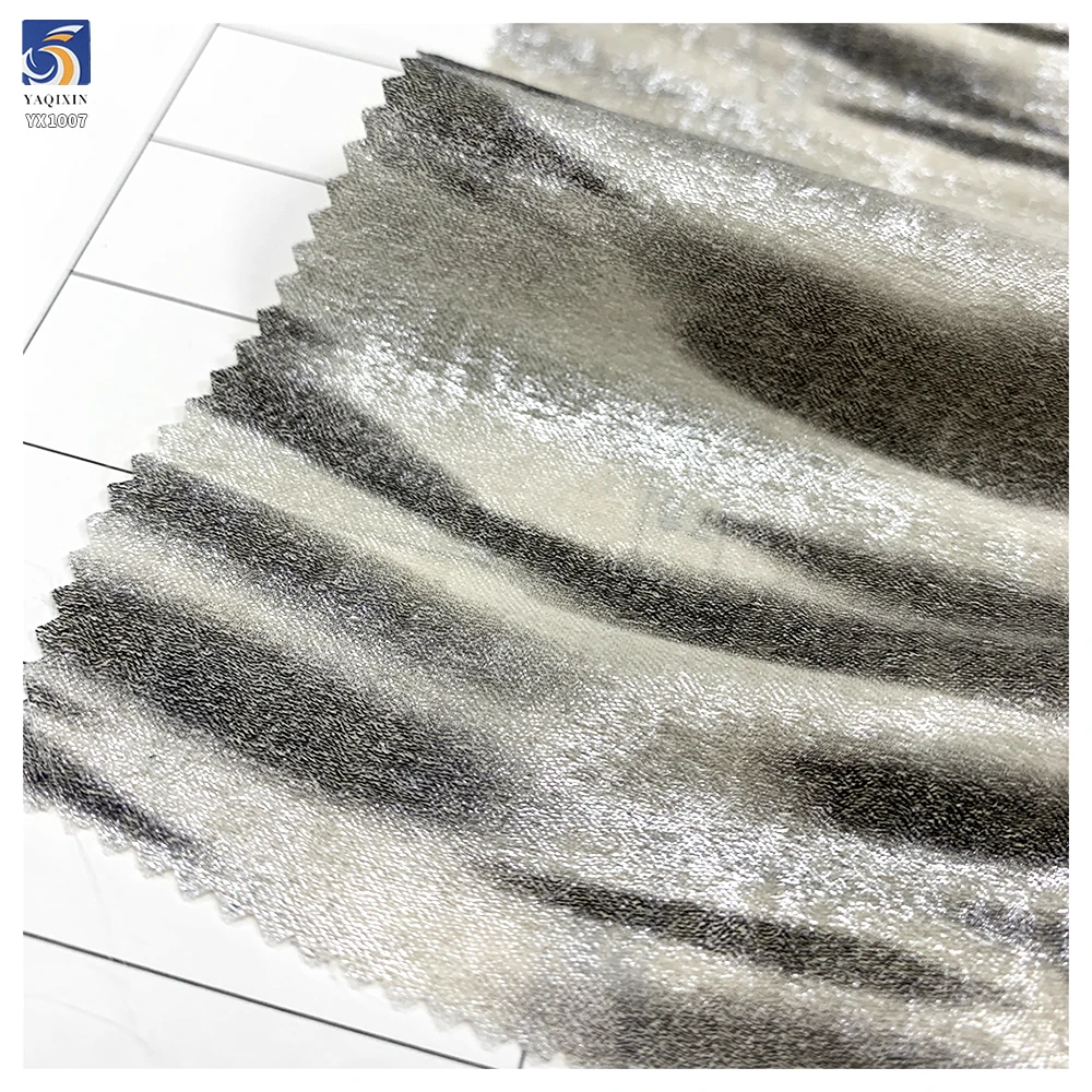 YX1007 105gsm Chiffon Python Pattern Fabric Silver Polyester Hot Stamping Snake Print Fabrics for Bags and Women's Dresses - 图片 5