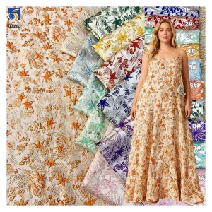 YX1239 High Quality 176gsm 100% Polyester Gold Brocade Textured Jacquard Fabric for Women Garments Brocade Fabric 2026