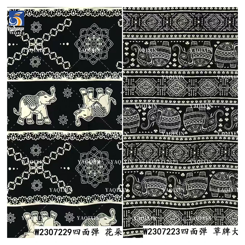YX1233-2 High Quality Polyester African Tropical Tribal Print Fabric Roll Totem Chiffon Stretch Print Fabric for Clothing Dress - 图片 4