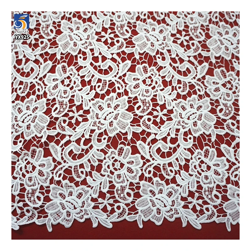 YX925 130gsm Polyester Embroidery Milk Silk Water-Soluble Embroidery Lace Fabric Woven Hollow Accessories Lace Fabric - 图片 3