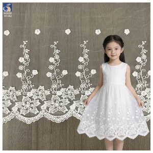 YX1302 Competitive and Inexpensive Thin Polyester White Water-Soluble Lace Embroidery Fabric 15 Yards for Girl Chinese